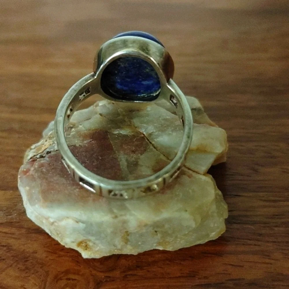 Lapis Lazuli Cabochon in Sterling Ring Size 8.75